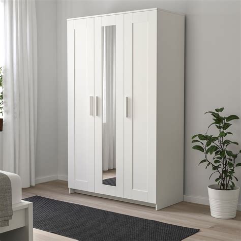 Good to know Includes 1 bed frame with storage, headboard, slatted bed base and center support beam, 1 3-drawer chest and 1 wardrobe. . Ikea brimnes wardrobe